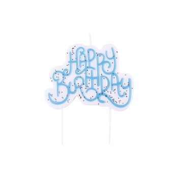 Candle Topper - Happy Birthday - Glitter Blue